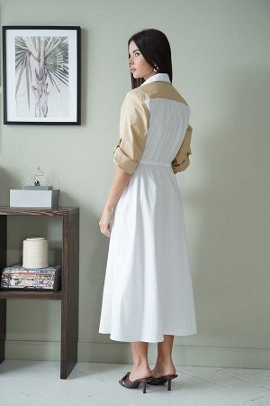 Платье / LadisLine 1339 белый-бежевый