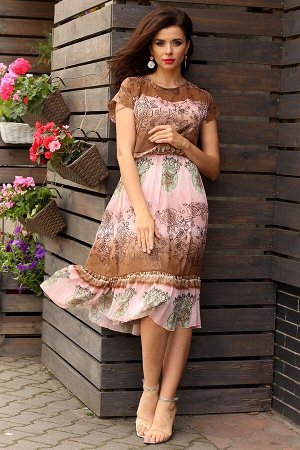 Платье Мода Юрс 2557 розовый-коричневый