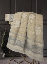Полотенце Жизель Жаккардовый хлопок (бежевый/кофе) 50х90см, шт
