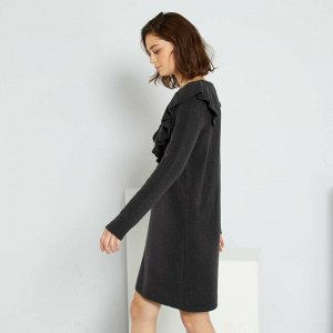 Платье-джемпер из трикотажа с добавлением шерсти - темно-серый