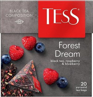 Tess Forest Dream черный чай в пирамидках, со вкусом малины и черники, 20 шт