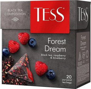 Tess Forest Dream черный чай в пирамидках, со вкусом малины и черники, 20 шт