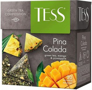Tess Pina Colada: ананас и кокос, зеленый чай в пирамидках, 20 шт