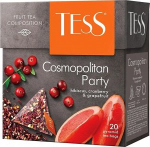 Tess Cosmopolitan Party: апельсин, грейпфрут и клюква, травяной чай в пирамидках, 20 шт