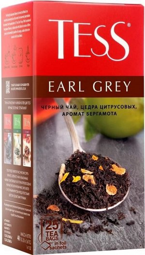 Чай в пакетиках Tess Earl Grey, черный, 25 шт