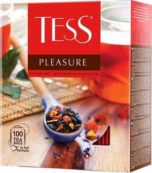 Tess Pleasure черный чай с шиповником и яблоком в пакетиках, 100 шт