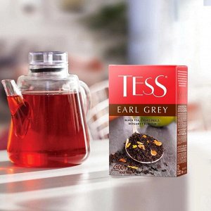 Чай листовой Tess Earl Grey, черный, с цедрой цитрусовых и ароматом бергамота, 100 г