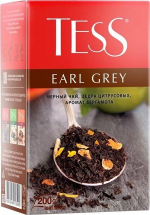 Чай листовой Tess Earl Grey, черный, листовой, 200 г