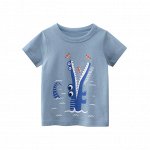 Детская футболка с крокодилом, цвет синий