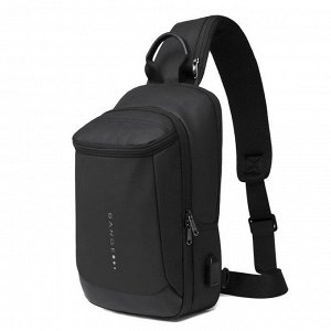 Рюкзак с USB,  молодежный, на одной лямке BANGE BG1910 черный, 10"
