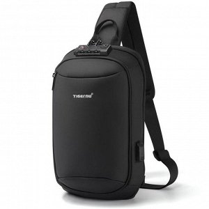 Рюкзак с USB,  молодежный, на одной лямке Tigernu T-S8100A черный, 7.9"