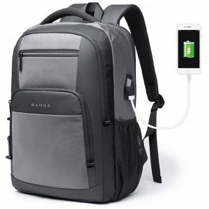 Рюкзак с USB,  BANGE BG1921 серый, 15.6"