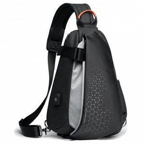 Рюкзак с USB,  молодежный, на одной лямке Tangcool TC901-1 черный/серый, 9.7"