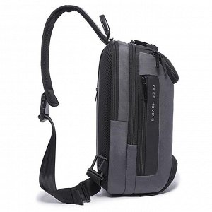 Рюкзак с USB,  молодежный, на одной лямке BANGE BG7082 серый, 9.7"
