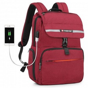 Рюкзак с USB,  для ноутбука, Tigernu T-B3900 красный, 15.6"