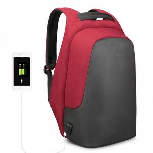 Рюкзак с USB,  для ноутбука, Tigernu T-B3615B черно-красный, 15.6"