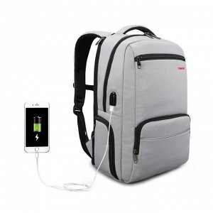 Рюкзак с USB,  для ноутбука, Tigernu T-B3319 светло-серый, 15.6"