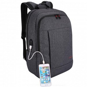 Рюкзак с USB,  для ноутбука, Tigernu T-B3142U темно-серый, 15.6"