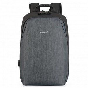 Рюкзак с USB,  для ноутбука, Tigernu T-B3669 черный/серый, 15.6"
