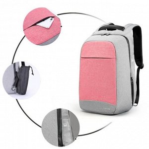 Рюкзак с USB,  для ноутбука, Tigernu T-B3335 розовый, 15,6"