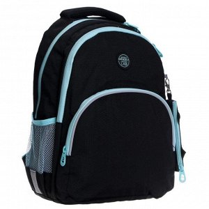Рюкзак школьный, Grizzly RG-160, 40x27x20 см, эргономичная спинка, отделение для ноутбука, чёрный