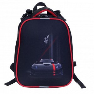 Рюкзак каркасный, Stavia, 38 х 30 х 16 см, для мальчика, эргономичная спинка, "Чёрная машина"