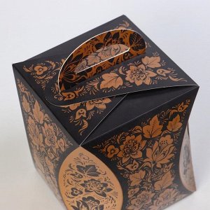 Коробка для кулича "Узор хохломы" диаметр 12,4 см