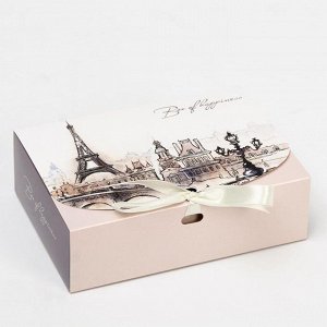 Подарочная коробка сборная без окна "Париж",  16,5 х 11, 5 х 5 см