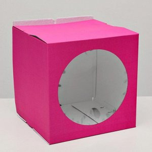 Кондитерская коробка UPAK LAND с окном, розовый, 30 х 30 х 30 см