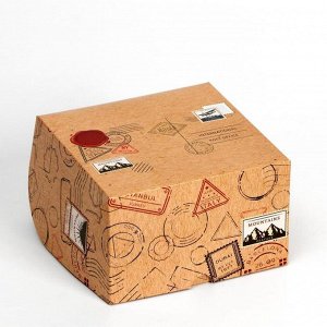 Коробка складная, двухсторонняя "Печати почтовые" 16 х 16 х 10 см