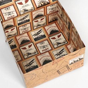 Коробка складная, двухсторонняя "Печати почтовые" 16 х 16 х 10 см