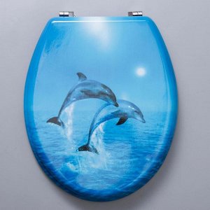 Сиденье для унитаза с крышкой «Дельфины», 45x35 см
