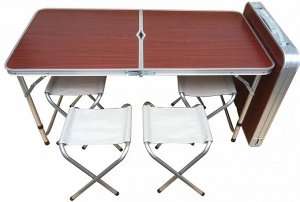 Складной туристический стол и 4 стула Folding Table / 120 х 60 х 70 см