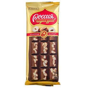 Шоколад Россия 'Золотая Марка' Молочный с фундуком 80 г