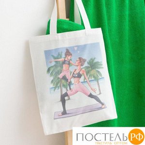 Полотенце в сумке Этель "Yoga mom", 70*130 см, цв.зеленый, 100% хлопок 5515385