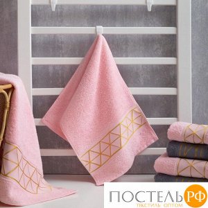 Полотенце махровое "Ромбы" розовое 30х70 см, 100% хл, 370гр/м2 5330351