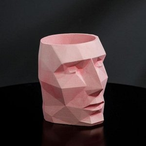 Кашпо полигональное из гипса «Голова», цвет розовый, 11 ? 13 см