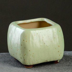 Кашпо керамическое "Куб" зеленое, 6*5см