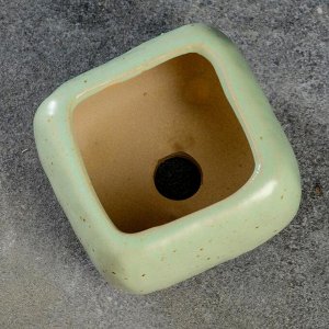 Кашпо керамическое "Куб" зеленое, 6*5см