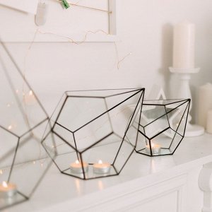 Флорариум «Пирамидка», средняя, стекло, швы чёрные