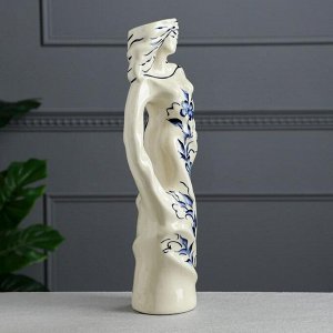 Ваза настольная "Есения", роспись, бело-синяя, керамика, 42 см