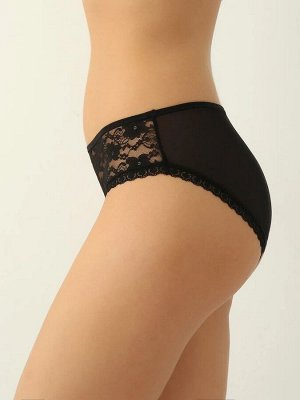 LUI et ELLE EFA0302 black Трусики женские слипы кружевные с красивым цветочным дизайном. Задняя часть - мелкая сеточка