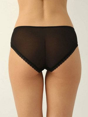 LUI et ELLE EFA0302 black Трусики женские слипы кружевные с красивым цветочным дизайном. Задняя часть - мелкая сеточка