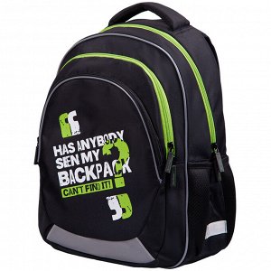 Рюкзак Berlingo Bliss "My bag green" 40*29*19см, 3 отделения, 2 кармана, анатомическая ЭВА спинка