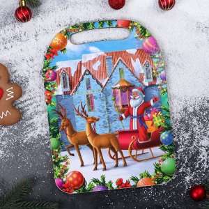 Доска разделочная «Дед Мороз и дом»
