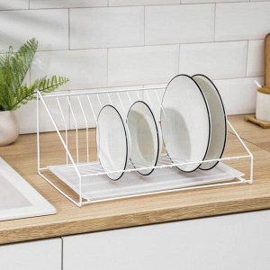 Сушилка для посуды с поддоном, 38x17,5x23,5 см, белый
