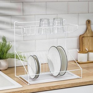 Сушилка для посуды с поддоном, 38*24*37 см, белый