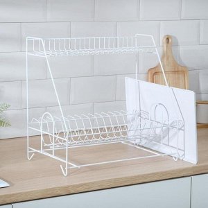 Сушилка для посуды с поддоном 2-х ярусная, 24x40x38 см, белый