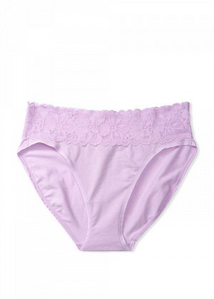 New Colors! Stretch Cotton Lace-waist High-leg Brief Panty