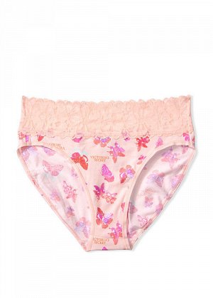 New Colors! Stretch Cotton Lace-waist High-leg Brief Panty